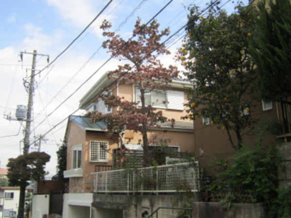 ツヤをおさえたマットな色に外壁塗装、暖色系の明るいイメージのオレンジ色です